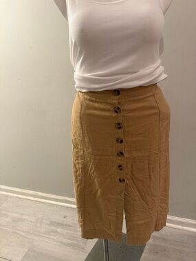 Universal Thread Button-Front Camel Midi Skirt Size XL